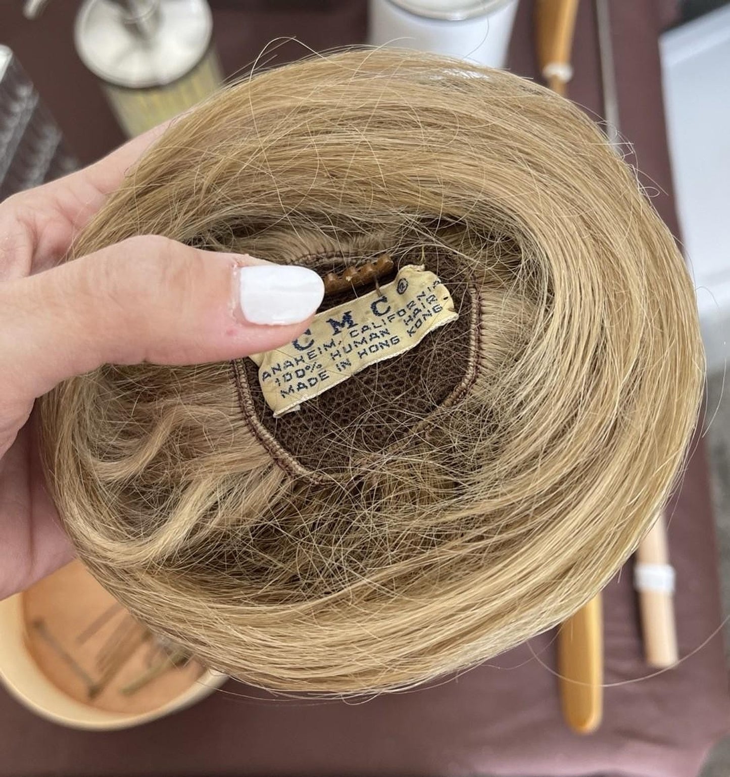 Vintage CMC 100% Human Hair Wig - Bun - BLONDE