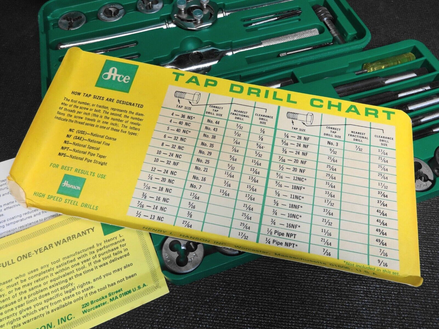 NOS Ace Super Set No. 614 A - 39 Pc. Tap And Die Set - Vintage Made In USA