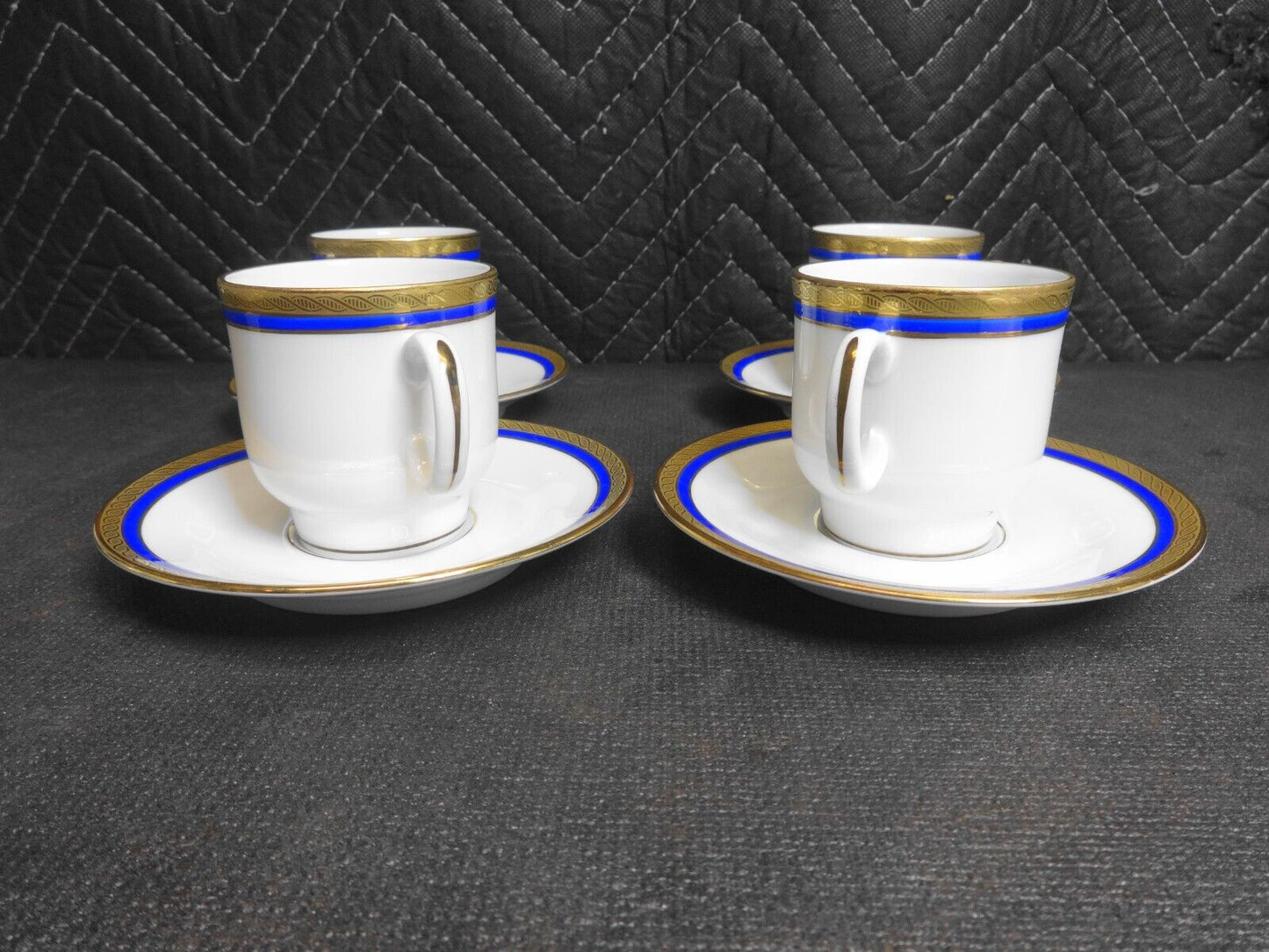 Richard Ginori PALERMO Blue Demitasse Espresso Cup & Saucer - Set of 4, 8 Piece
