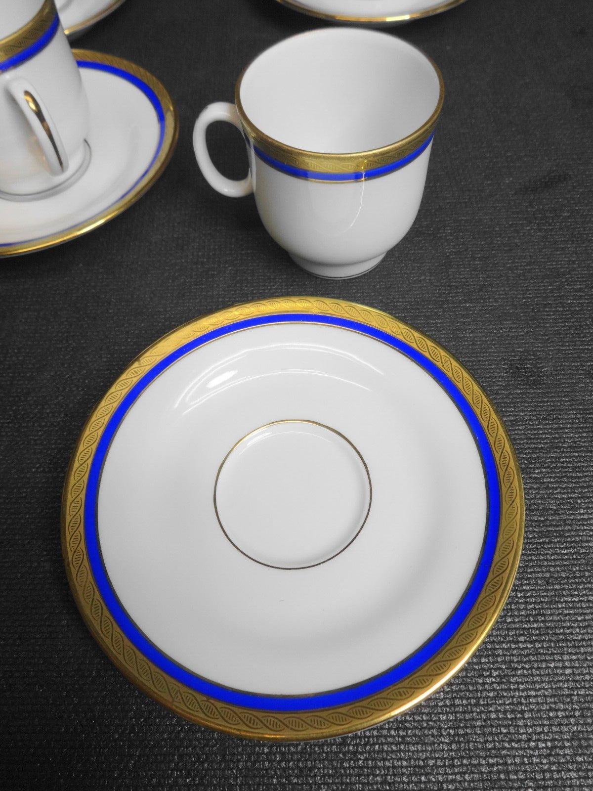 Richard Ginori PALERMO Blue Demitasse Espresso Cup & Saucer - Set of 4, 8 Piece
