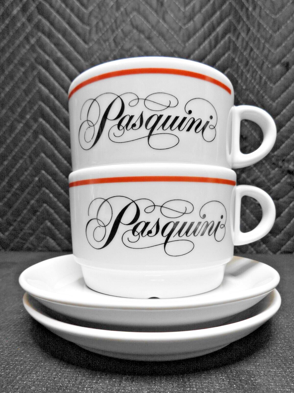 Set of 2 Pasquini Espresso Coffee Cup & Saucer NEW 3 1/2 X 2 1/4 IPA Italy LG