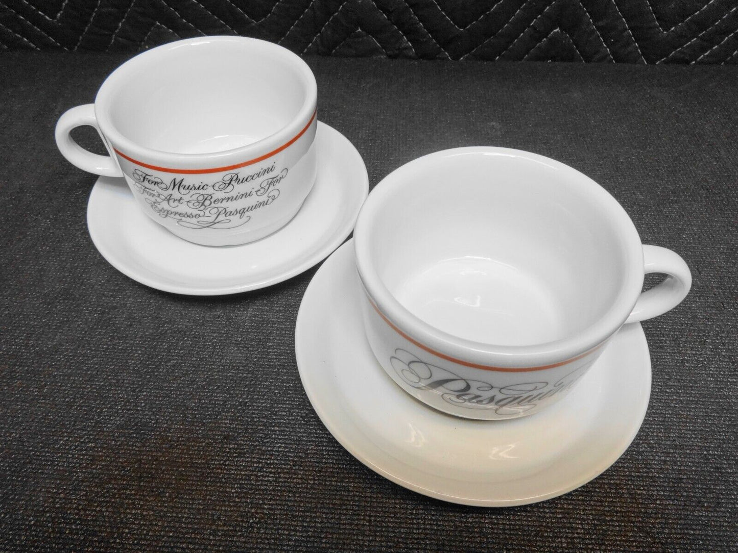 Set of 2 Pasquini Espresso Coffee Cup & Saucer NEW 3 1/2 X 2 1/4 IPA Italy LG