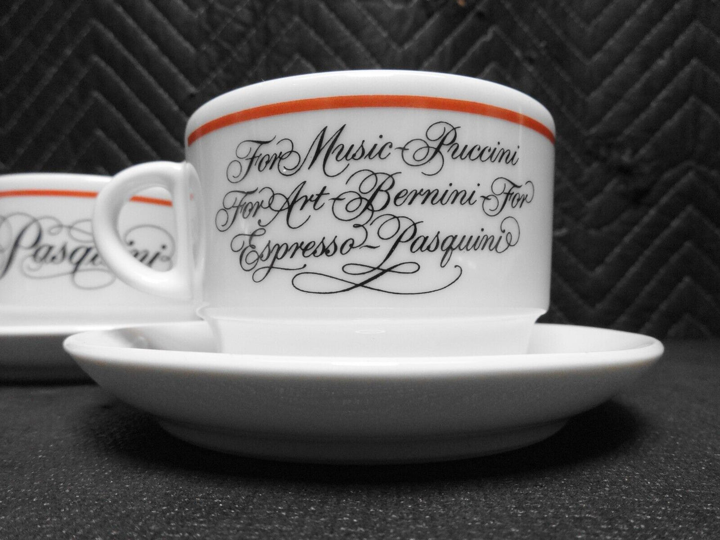 Set of 2 Pasquini Espresso Coffee Cup & Saucer NEW 3 1/2 X 2 1/4 IPA Italy LG