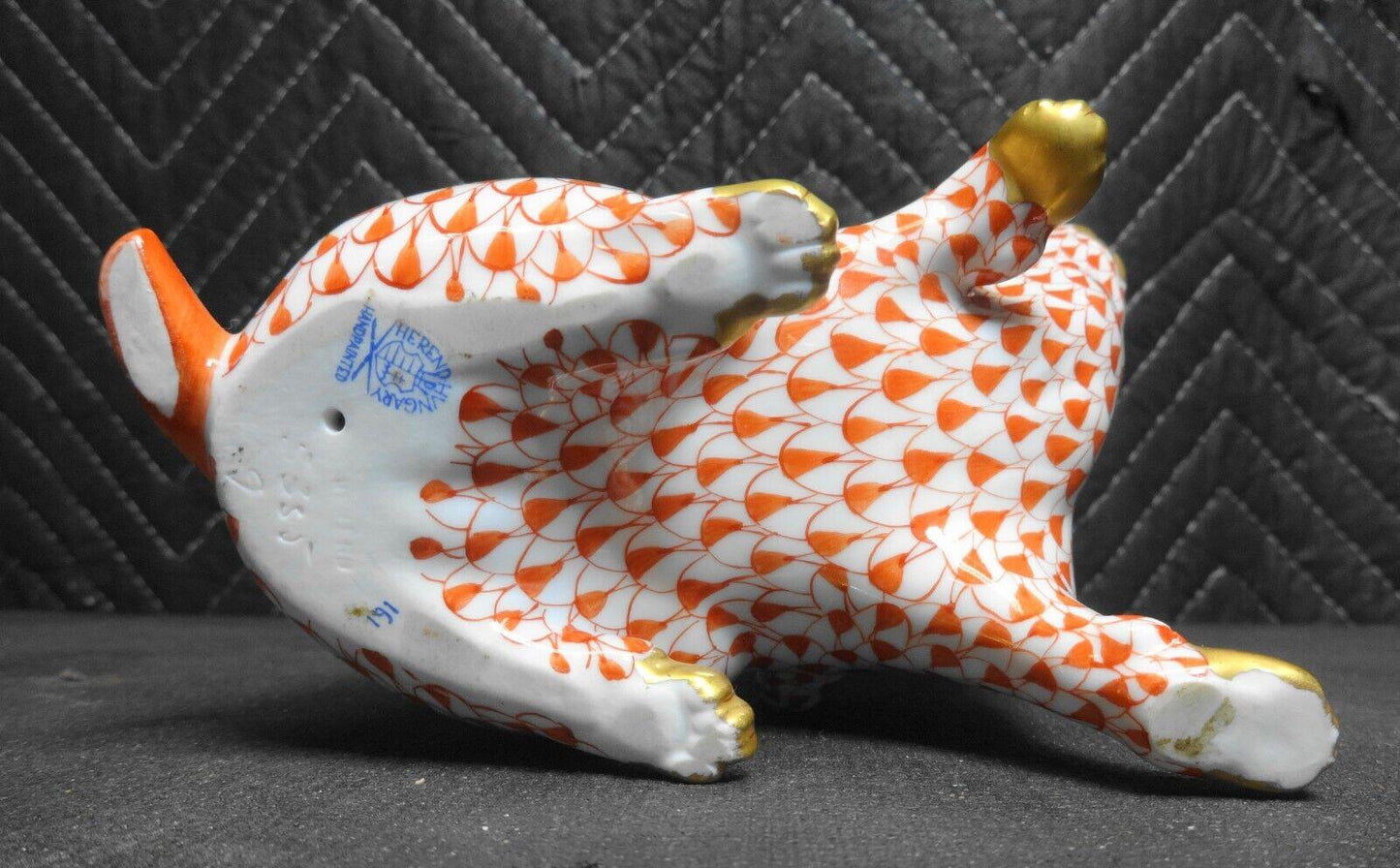 Vintage Herend Bunny Rabbit FishNet Paw Up Figurine 4" Tall Hungary