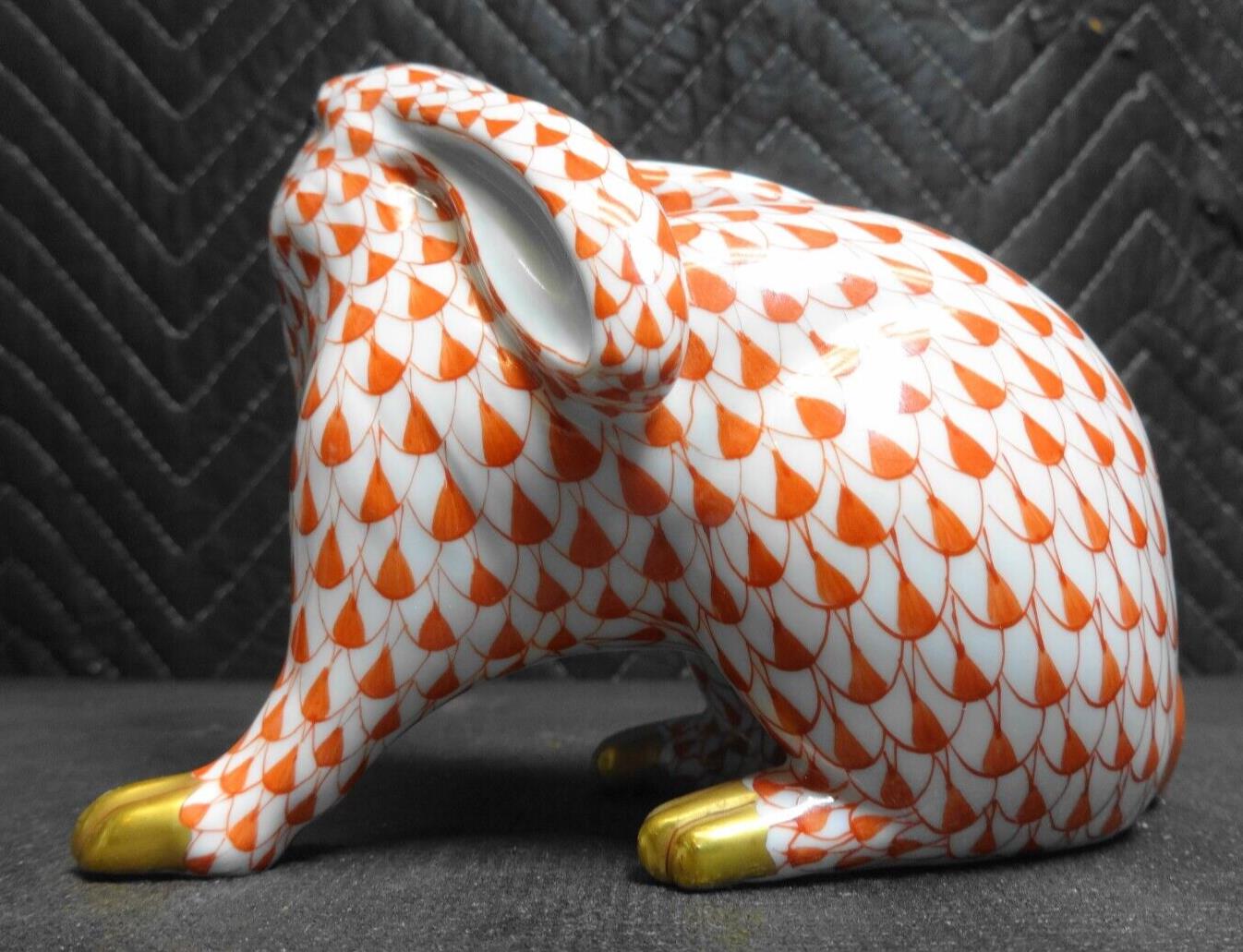 Vintage Herend Bunny Rabbit FishNet Paw Up Figurine 4" Tall Hungary