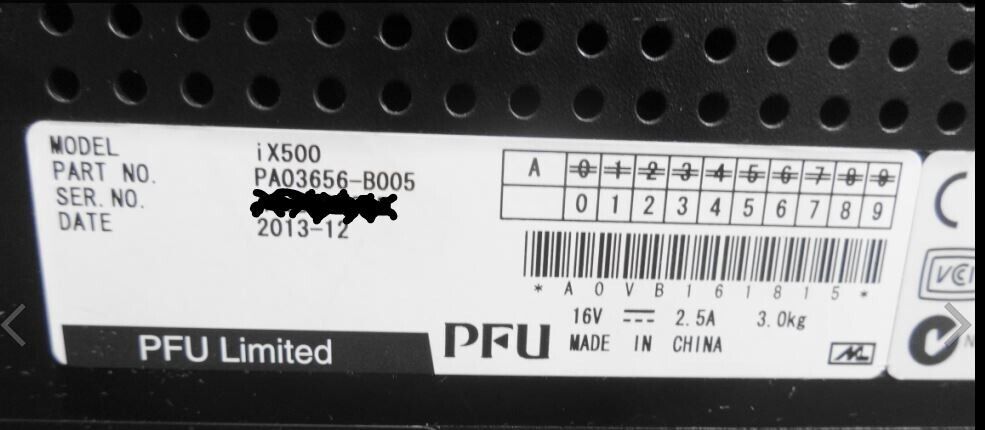 Fujitsu ScanSnap iX500 Color 2 Sided Document Scanner w/ Power & USB Cords