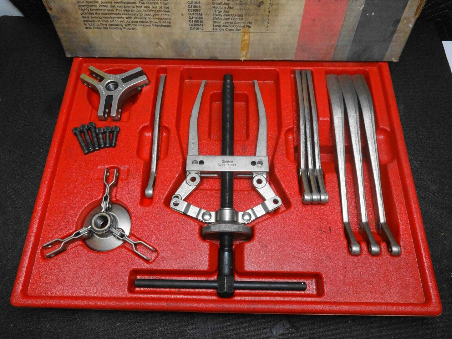 Vintage Snap-on™ CJ2004 Interchangeable Master Puller Set w/ BOX - Complete