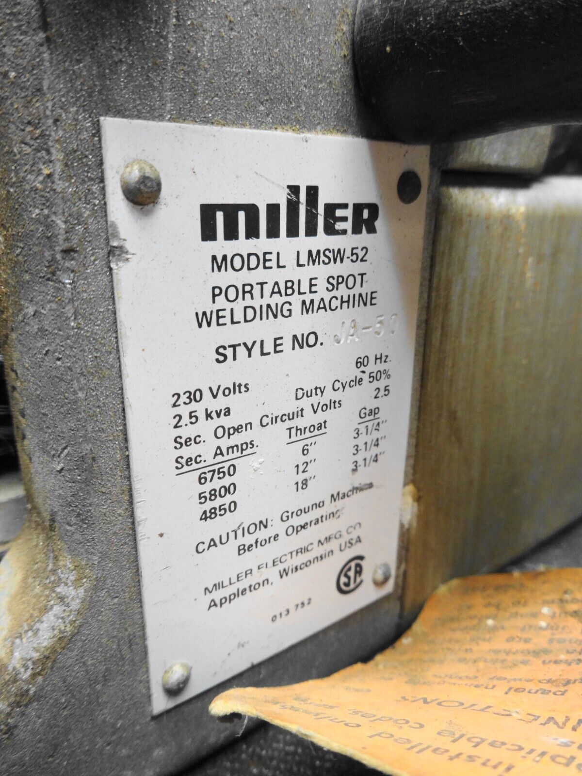 Miller LMSW-52 Portable Spot Welding Machine