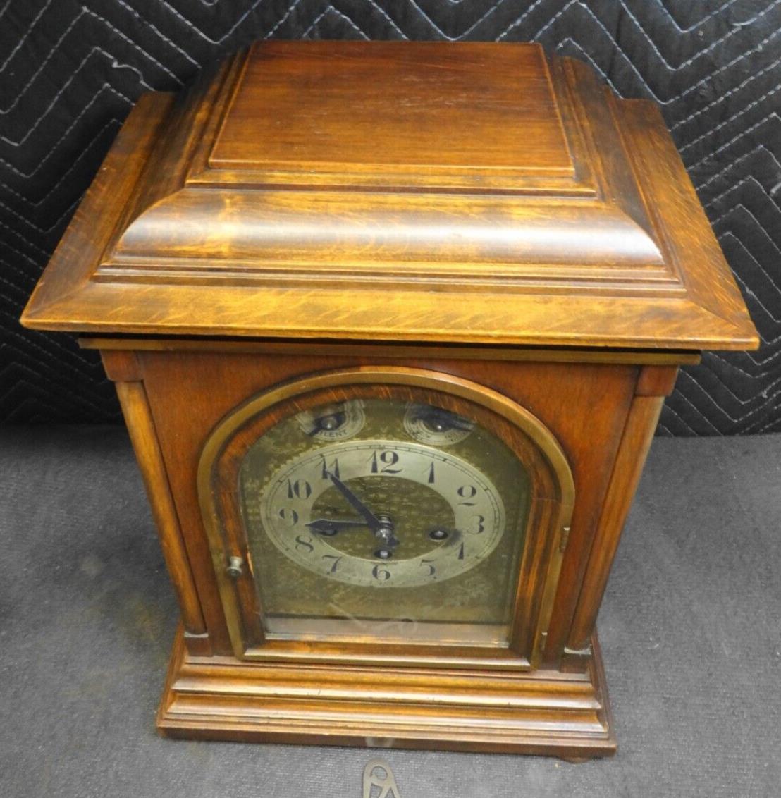 EARLY Junghans Germany Bracket Clock, Mantle Clock, Key & Pendulum