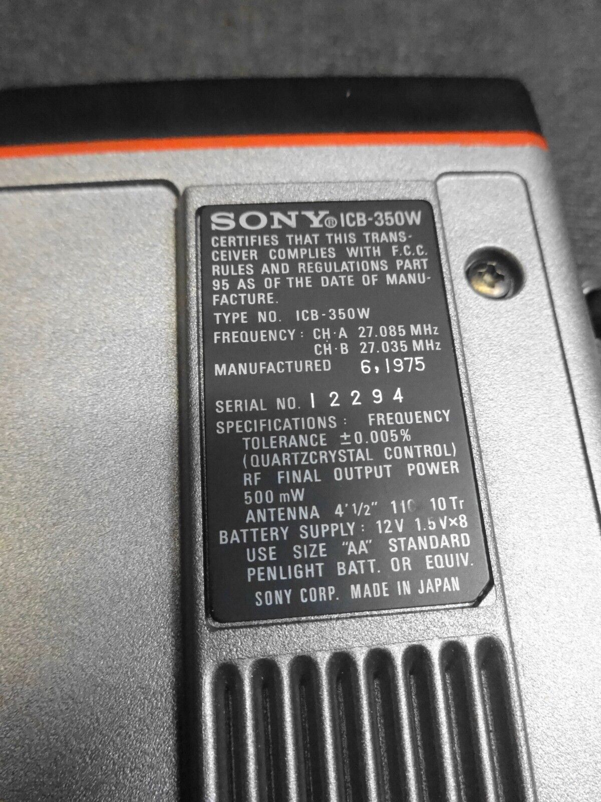 Vintage Sony ICB-350W Walkie Talkie in carry case - Pair