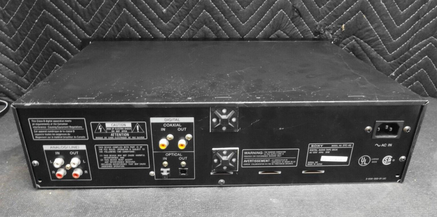 Sony DTC-A6 DAT Digital Audio Tape Deck w/ Rack Mount Ears