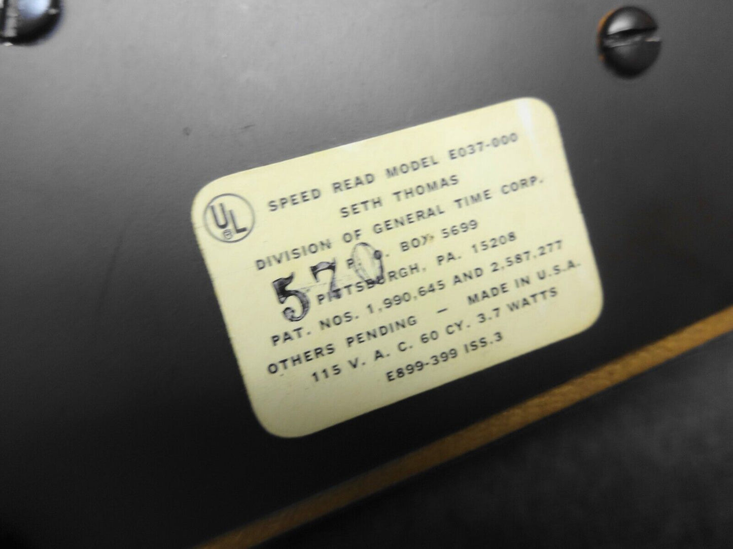 Seth Thomas Vintage Speed Read Flip Clock Maple Wood Model E037-000 - Working