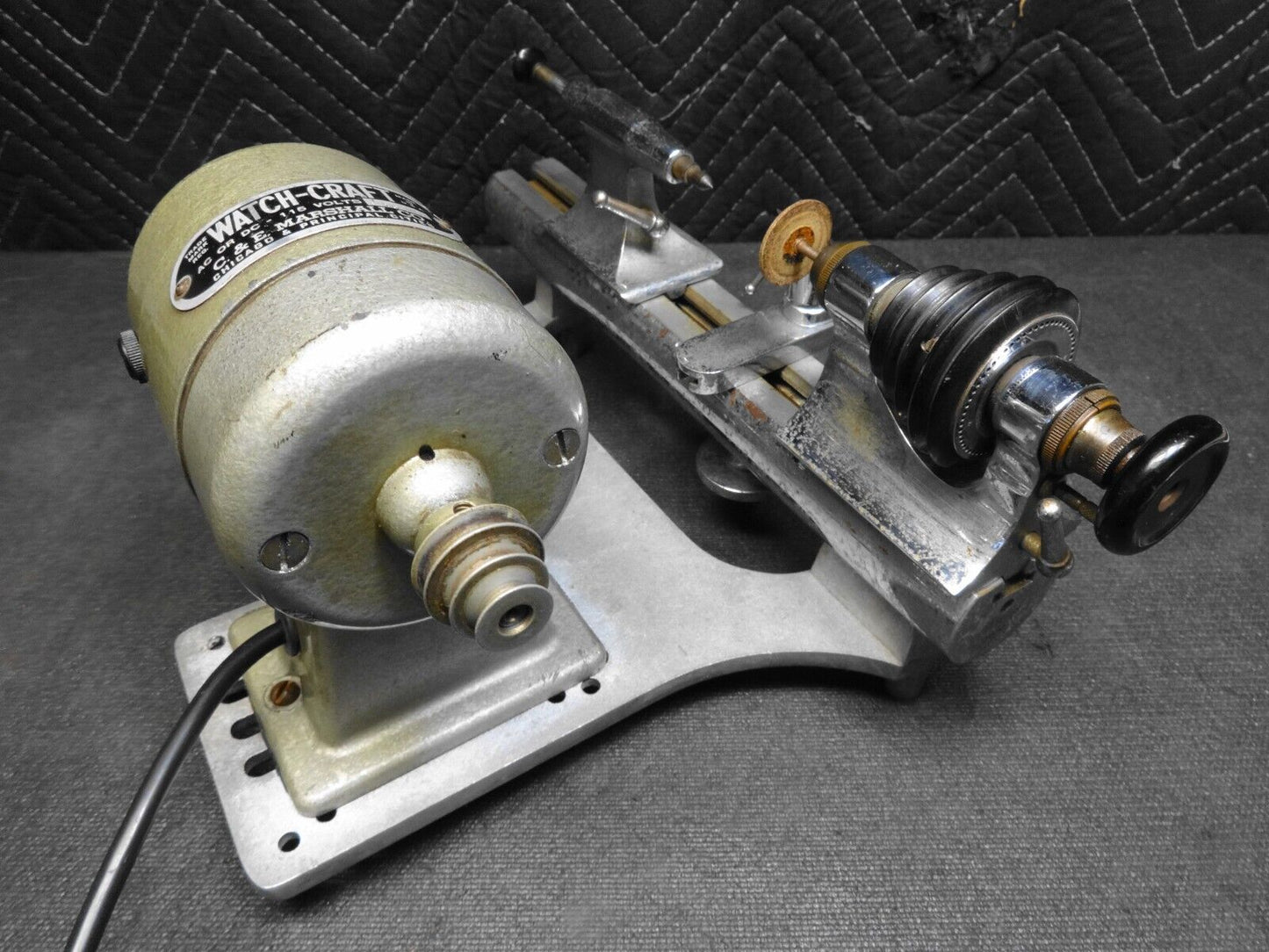 Vintage Watch-Craft C & E Marshall Watchmaker/Jewelers Lathe Peerless w/ Collets