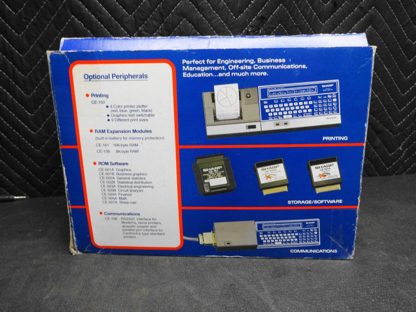 SHARP PC-1500A Pocket Computer W/ Box, Manuals and Case