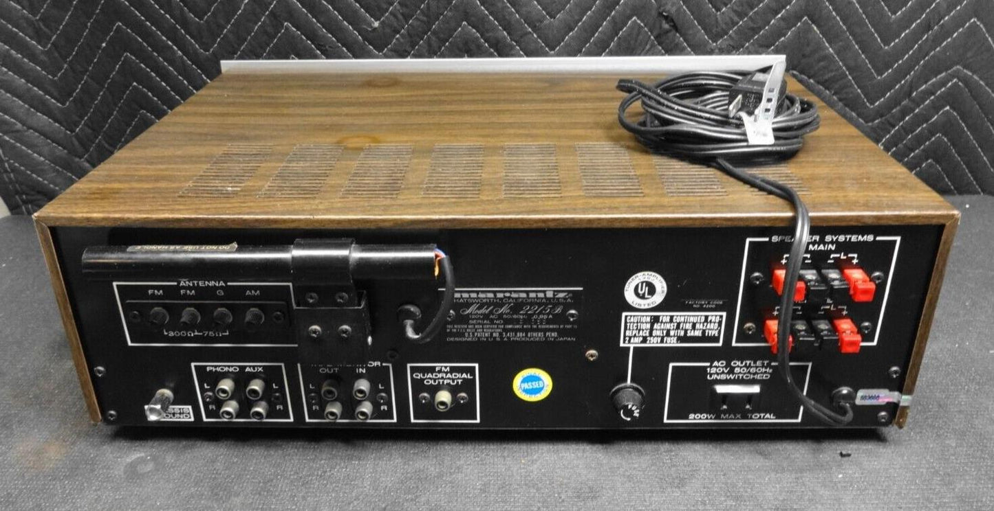 Vintage Marantz 2215B 15W AM/FM Stereo Receiver - 1973 - *SERVICED*