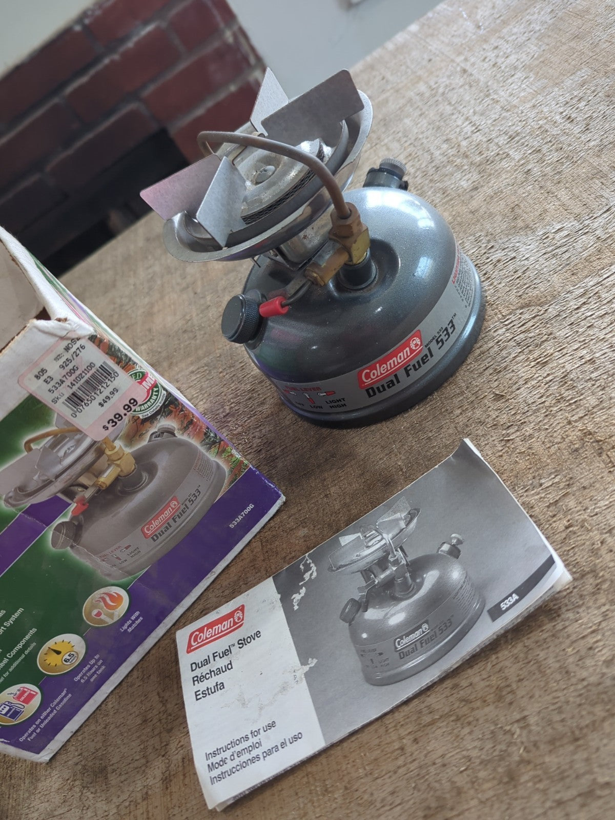 Coleman Sportster II 533 Dual Fuel 1 Burner Stove 10,500 BTU Backpacking Camping