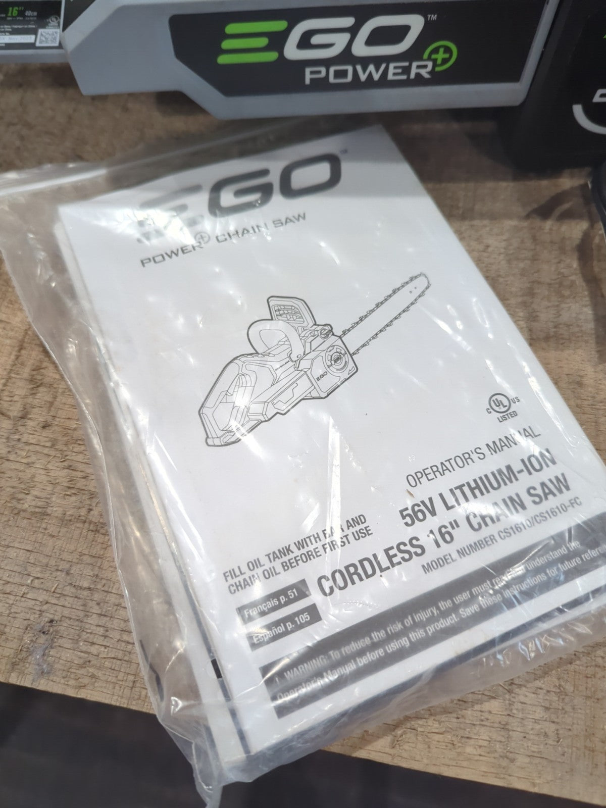 EGO POWER+ 16" 40CC Of Power Chain Saw Kit CS1611 Battery & Charger Included