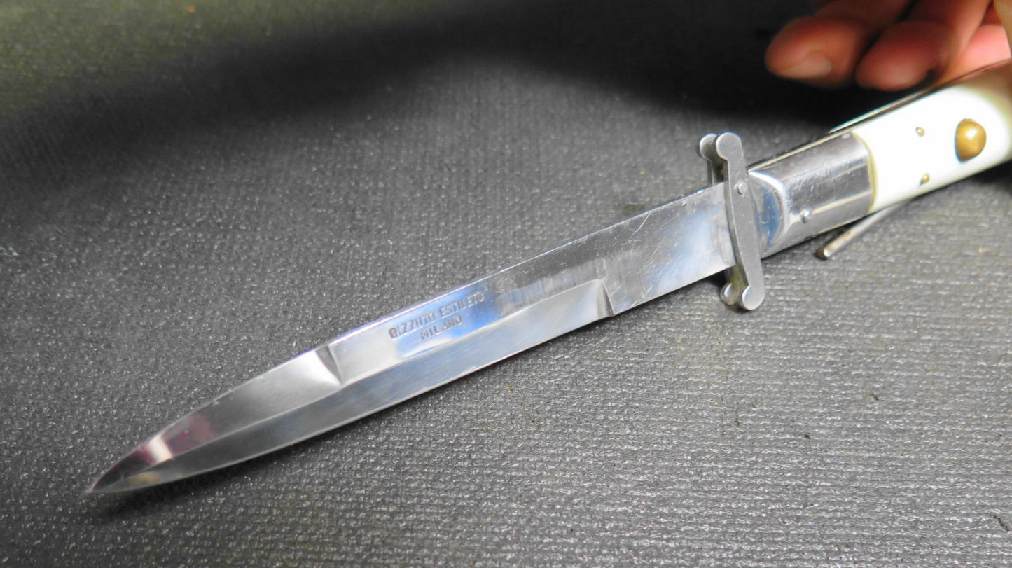 10.5” Rizzuto Estileto Milan Stainless Steel Folding Button Release White 1960