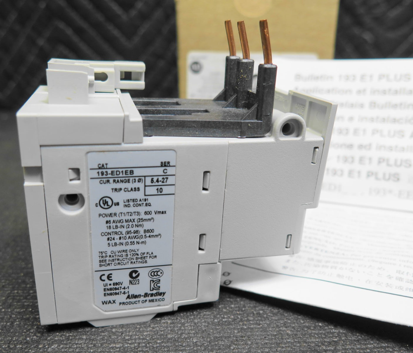 Allen Bradley 193-ED1EB Series C E1 Plus Overload Relay 5.4-27A 3-Phase - NEW