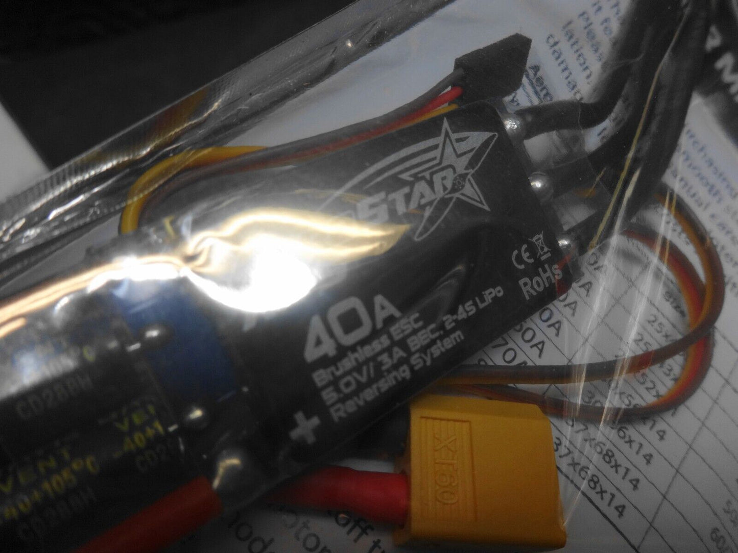 40A Brushless ESC Speed Controller 5V/3A BEC Output For RC Drone Airplanes w/REV