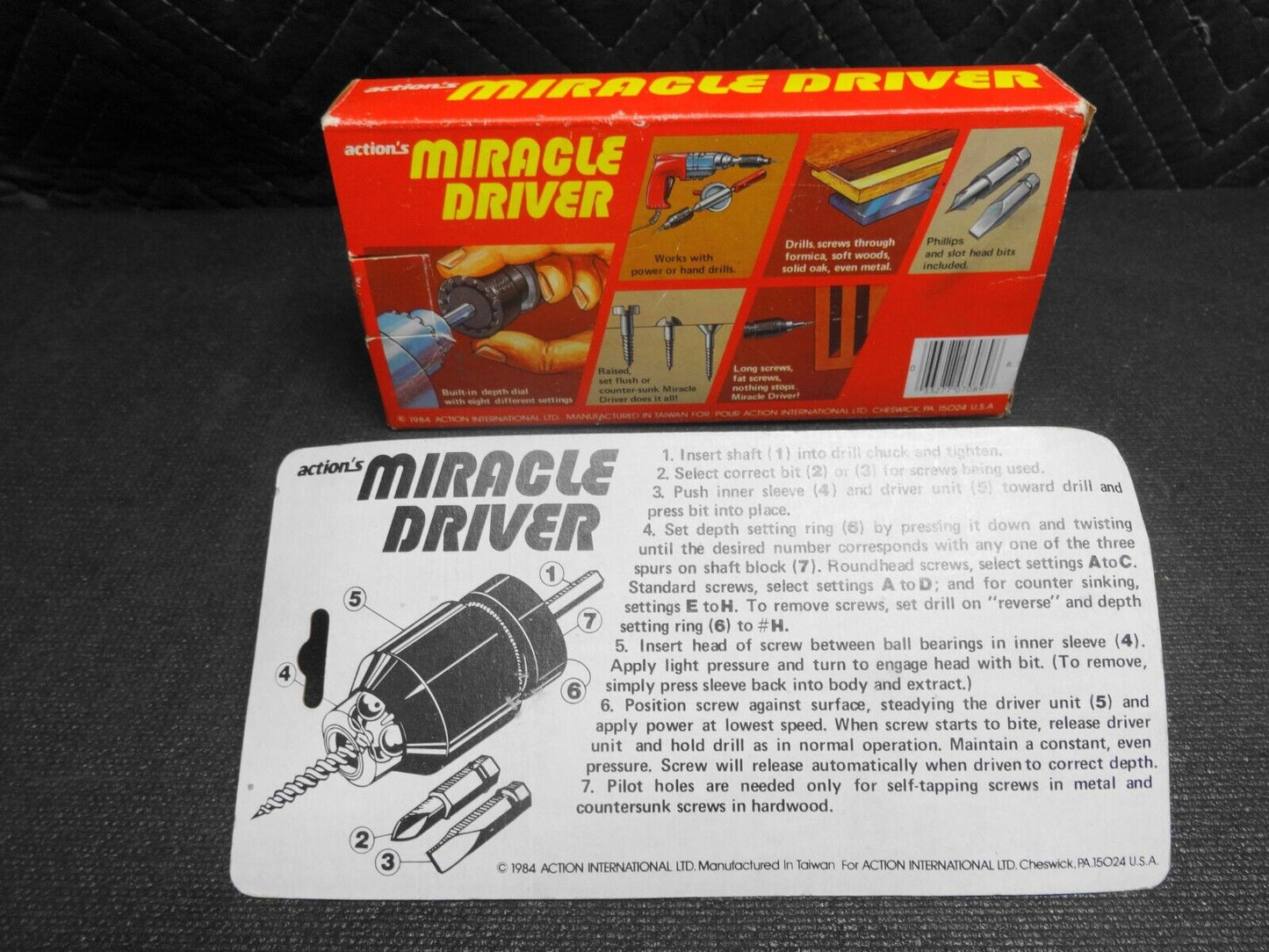 1984 NOS Vintage Action's Miracle Driver "The Power Driven Screwdriver" Drill