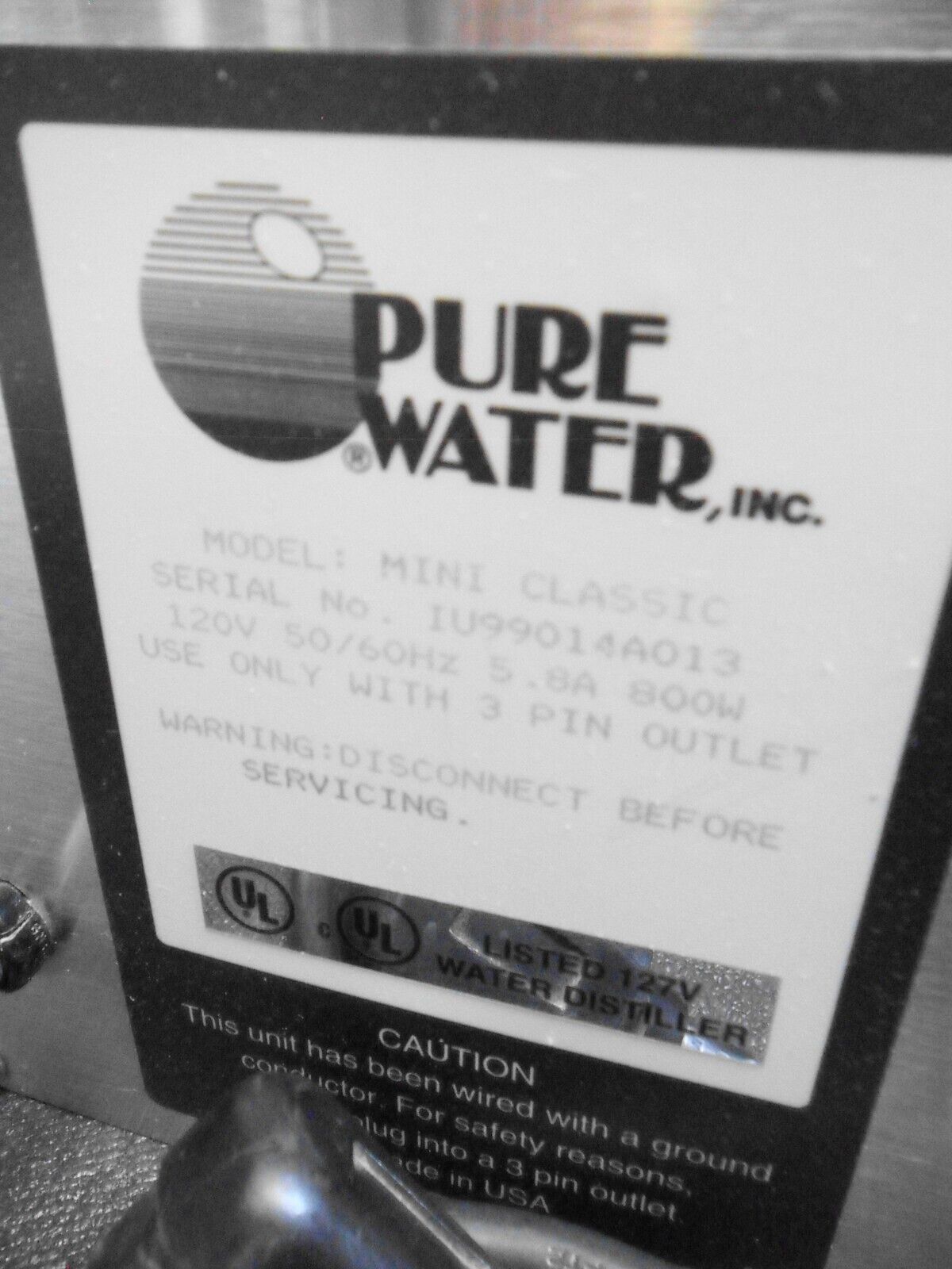 Pure Water Mini-Classic CT Countertop Water Distiller