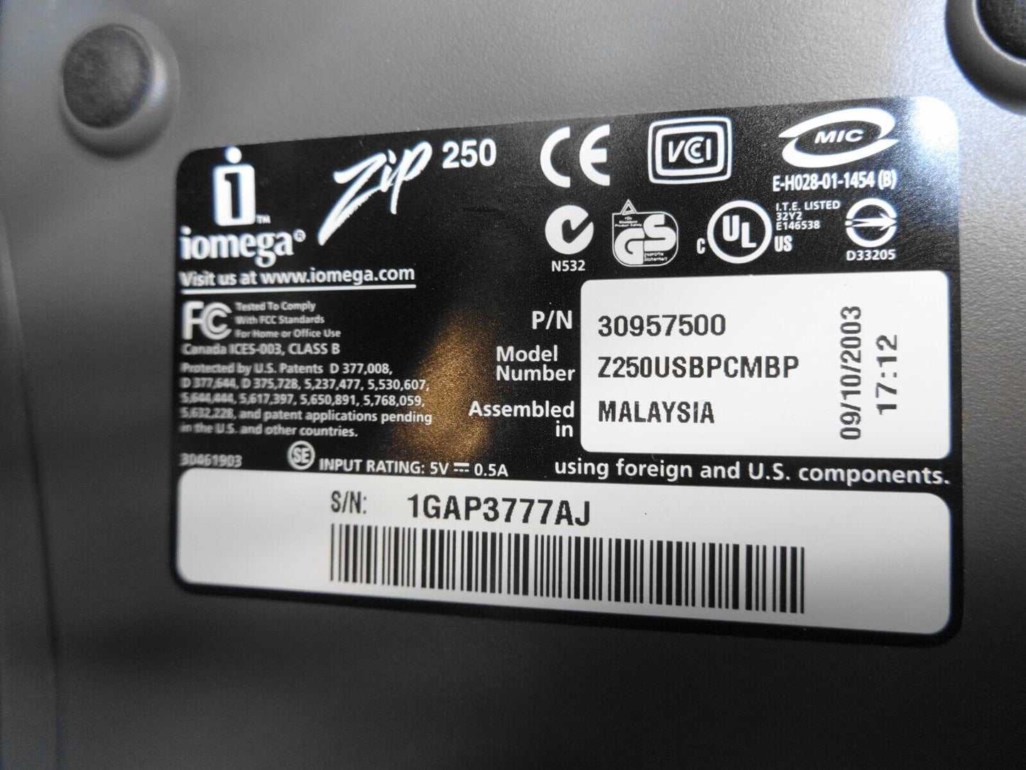 Iomega Zip 250 USB Powered Zip Disk Drive Blue - Z250USBPCMBP