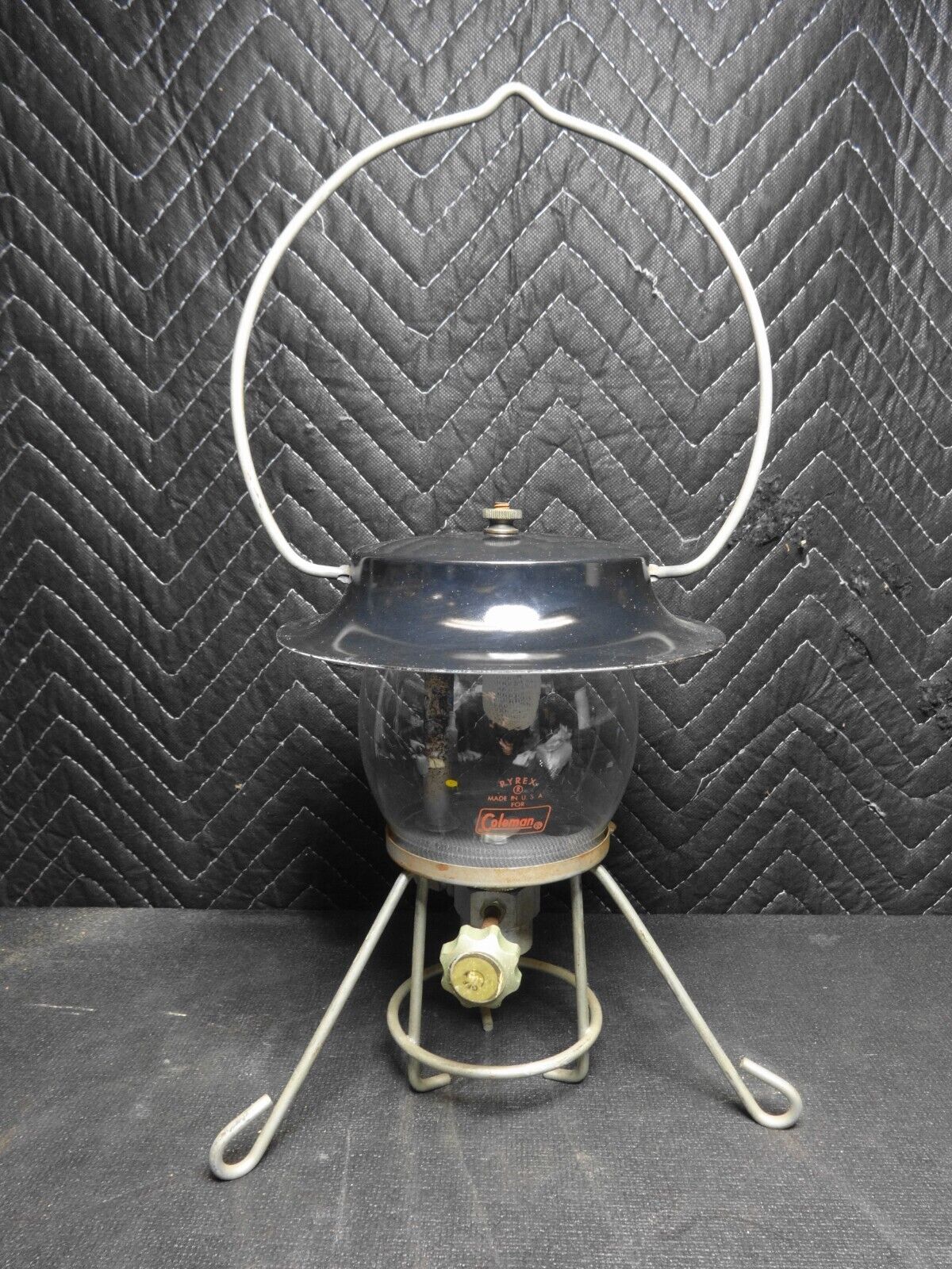 Vintage Coleman PYREX Globe Camping Lantern w/ Stand
