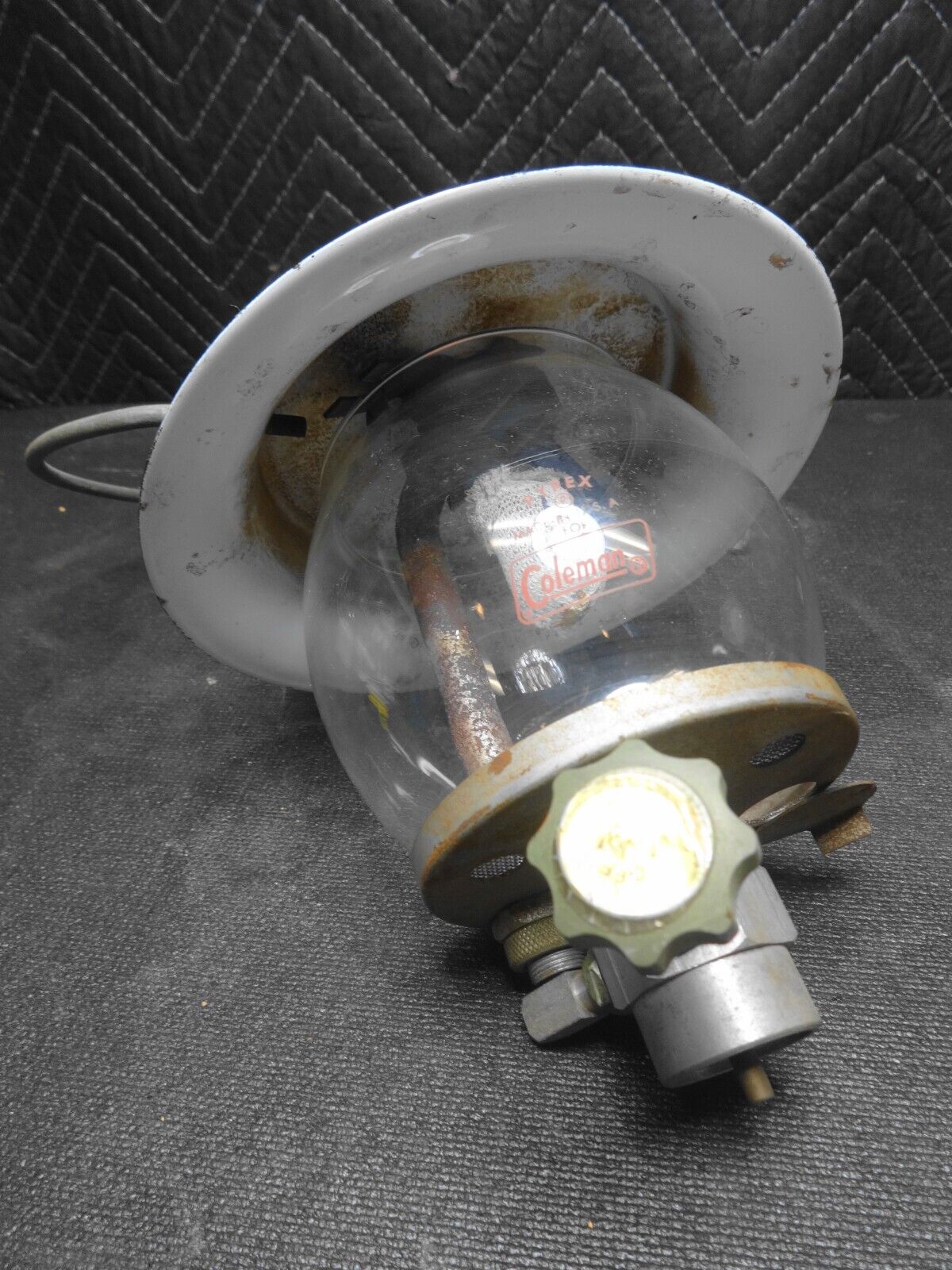 Vintage Coleman PYREX Globe Camping Lantern w/ Stand