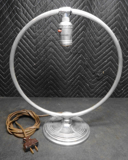 Chase Brass & Copper Art Deco Chrome Hoop Desk/Table Lamp 1930’s