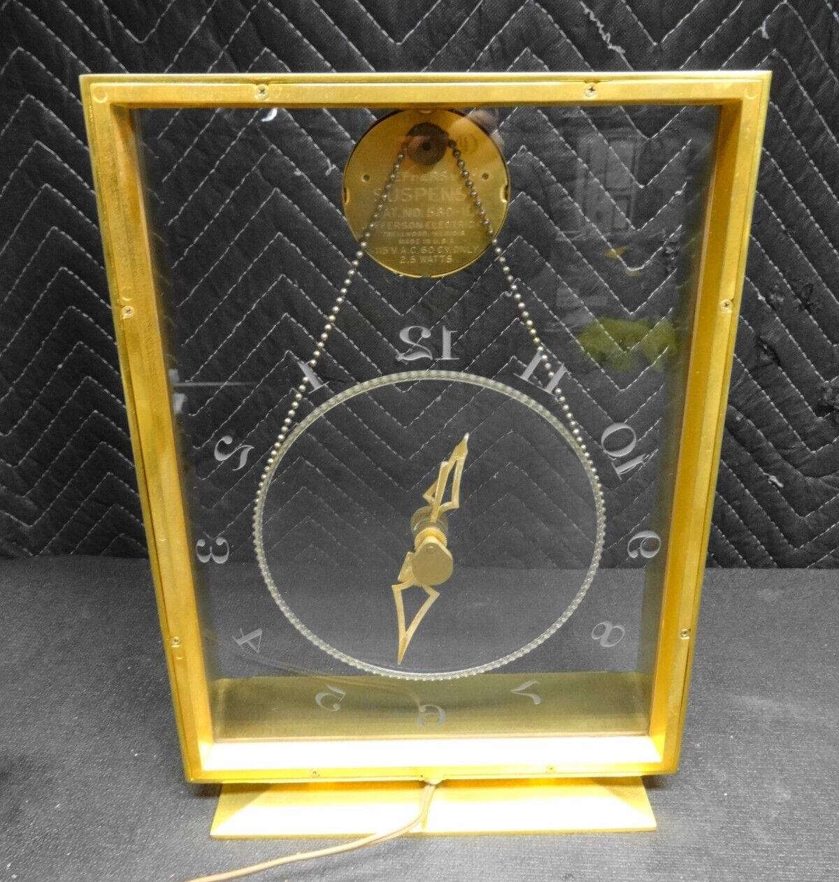 RARE - VINTAGE JEFFERSON SUSPENSE CLOCK, Model 580-191 - 1950's - *SERVICED*