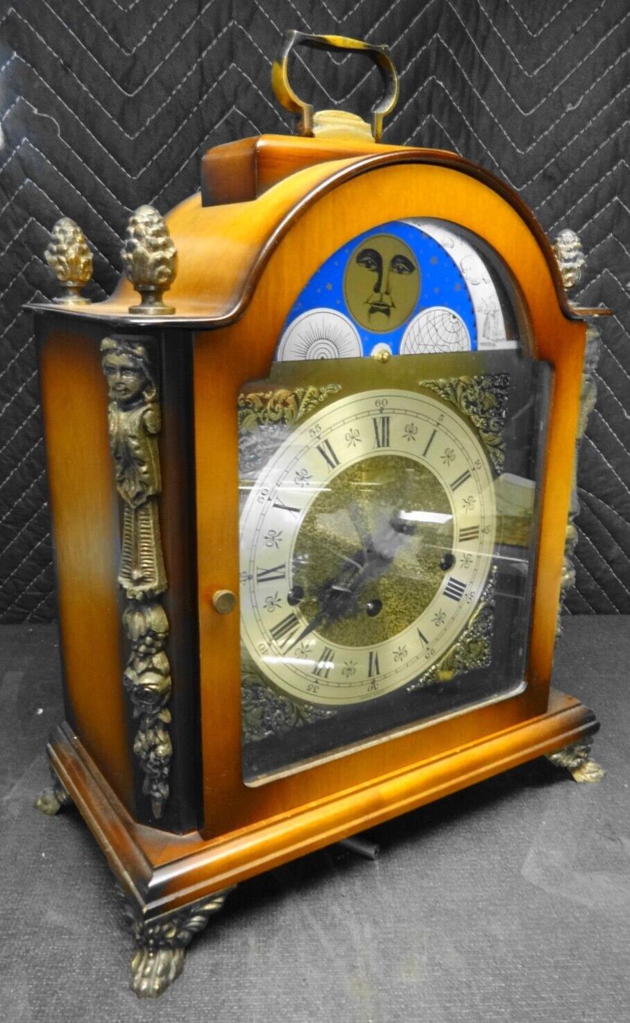 VINTAGE HAMILTON MOON PHASE 1050-020 TRIPLE CHIME MANTEL CLOCK - 8 Notes