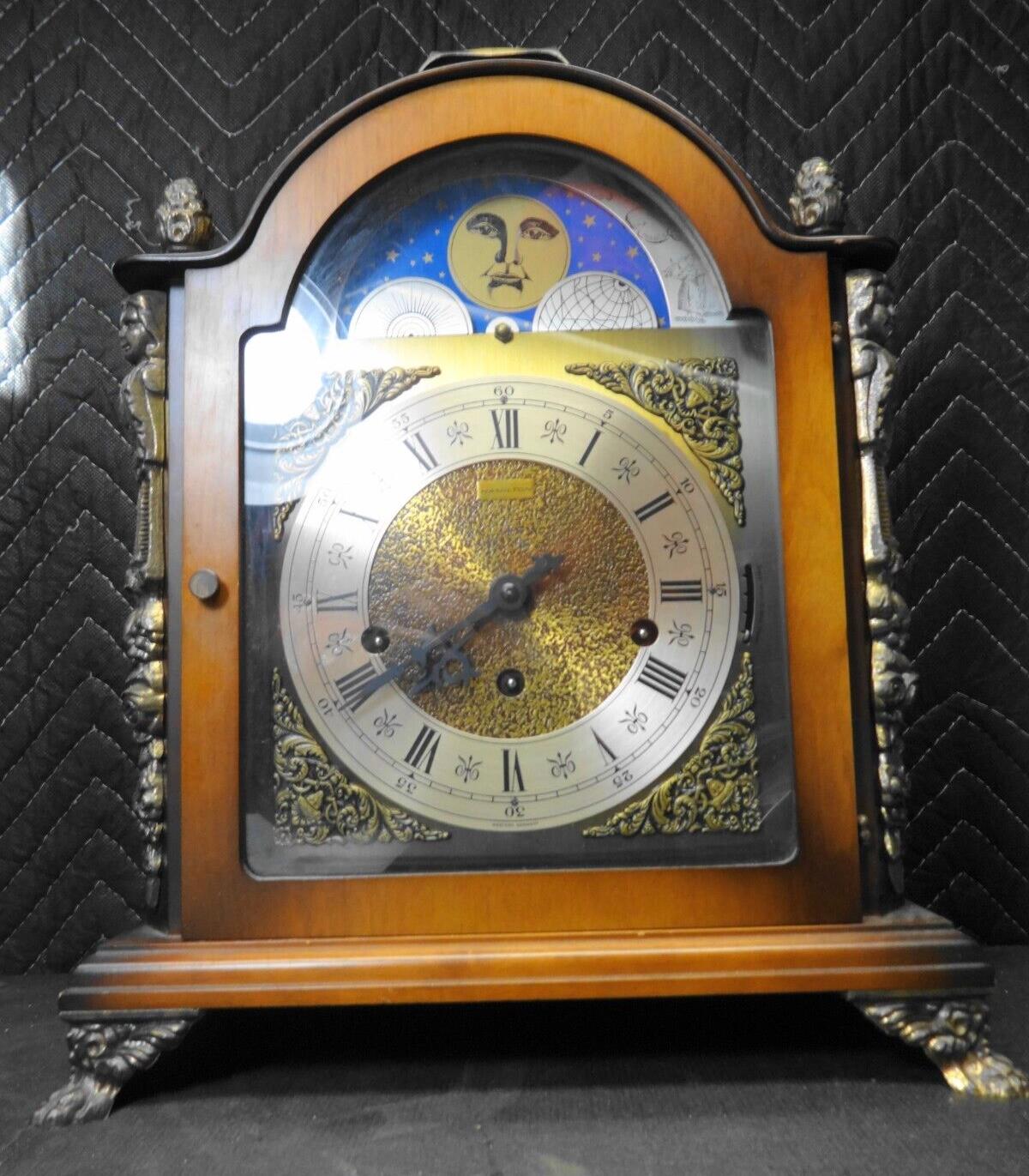 VINTAGE HAMILTON MOON PHASE 1050-020 TRIPLE CHIME MANTEL CLOCK - 8 Notes
