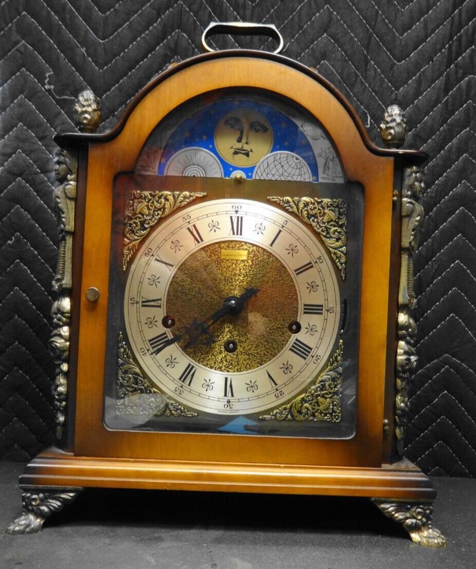 VINTAGE HAMILTON MOON PHASE 1050-020 TRIPLE CHIME MANTEL CLOCK - 8 Notes