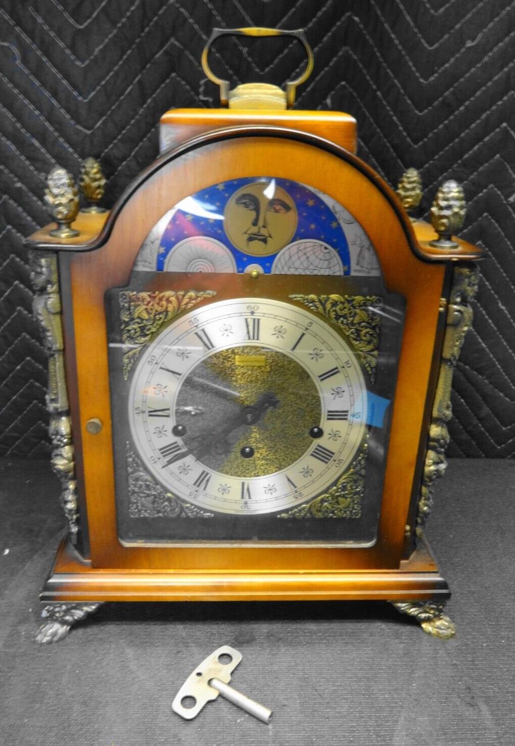 VINTAGE HAMILTON MOON PHASE 1050-020 TRIPLE CHIME MANTEL CLOCK - 8 Notes