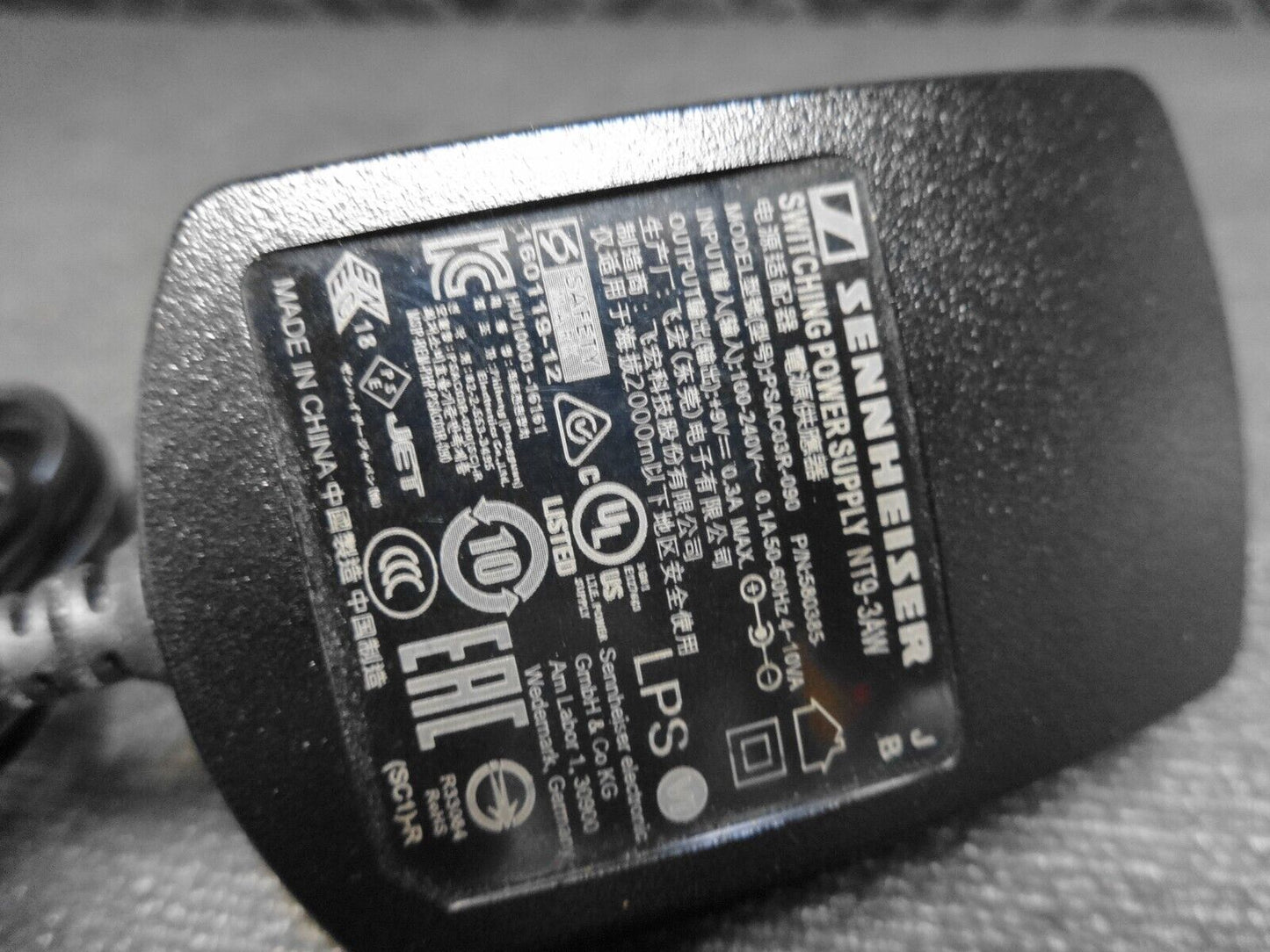 Sennheiser OEM Switching Black Power Supply NT9-3AW Model PSAC03R-090, Free Ship