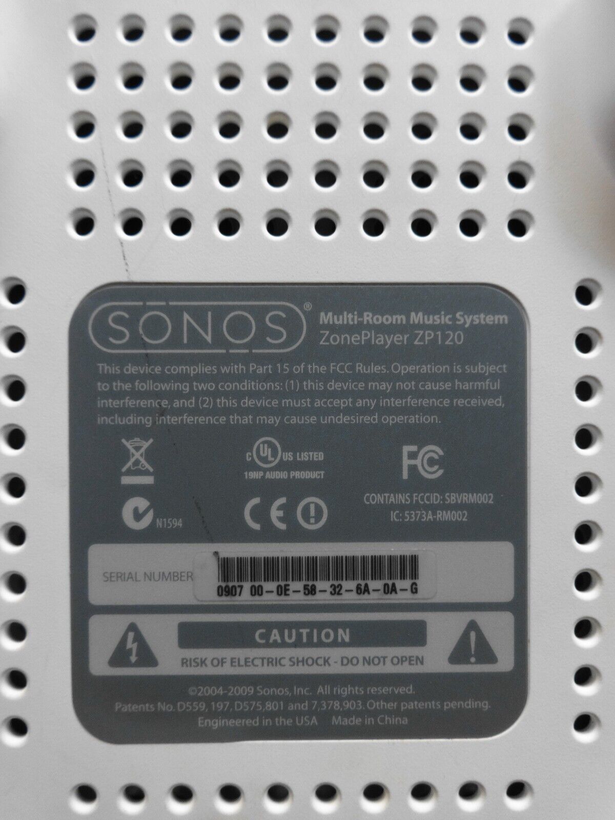 Sonos Connect Amp - S1 Gen 1 ZP120 w/ Power Cord - S1 App Only