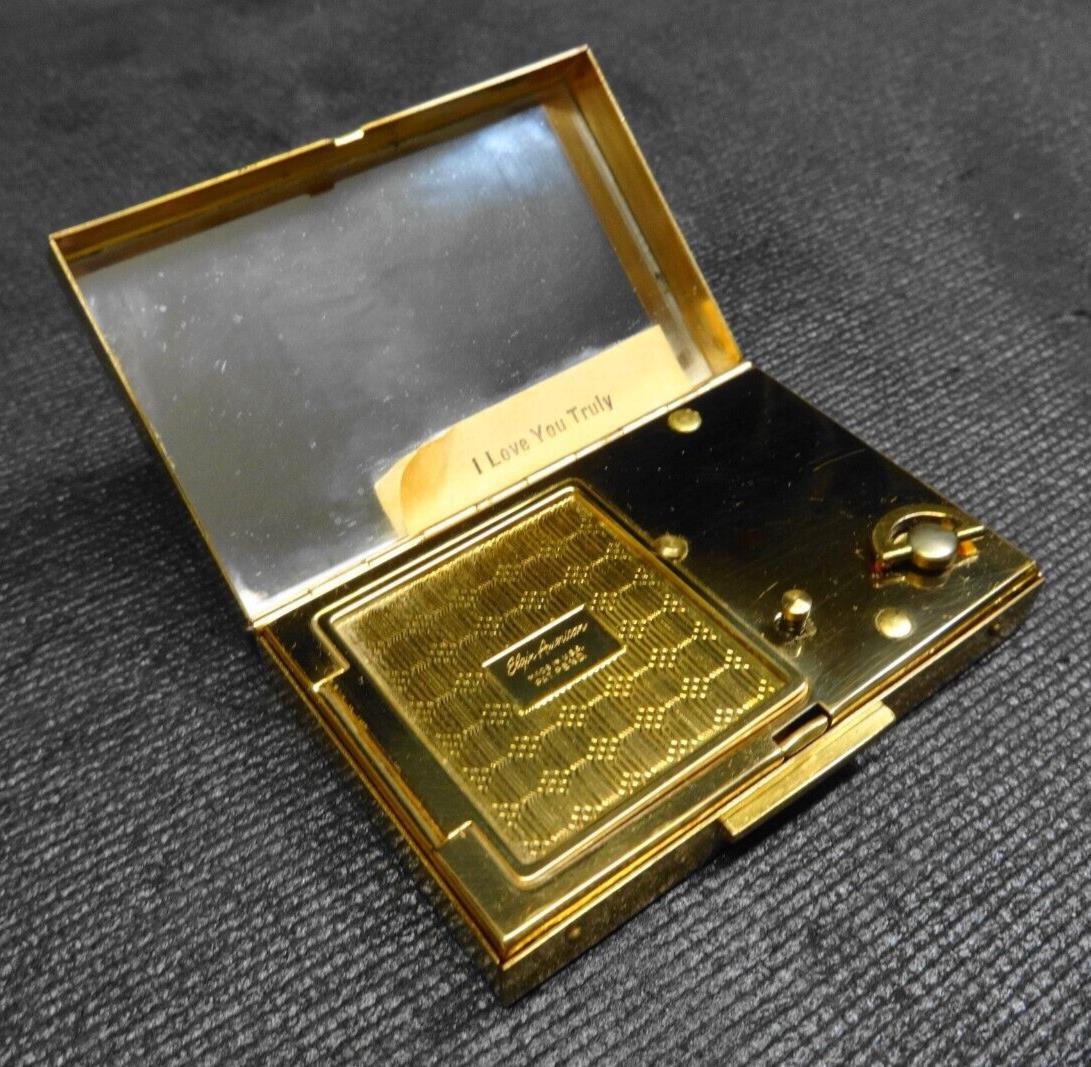 Vintage Elgin American Gold Tone Music Box Compact - Working - I love you truely