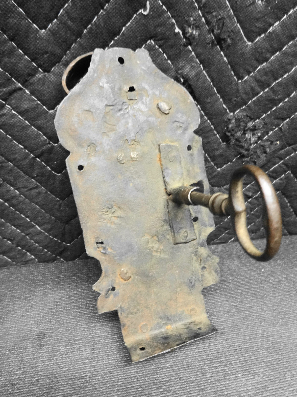 17th Century Large Door Lock Wrought Iron w/ Key