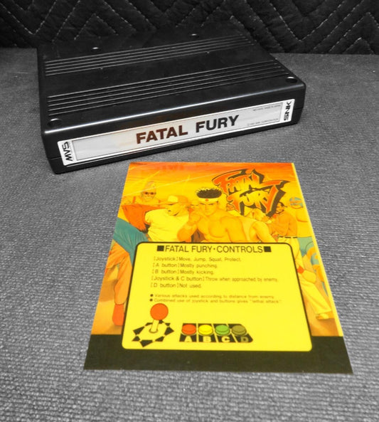 Neo Geo MVS - Fatal Fury Video Game Cartridge & Marquee -SNK
