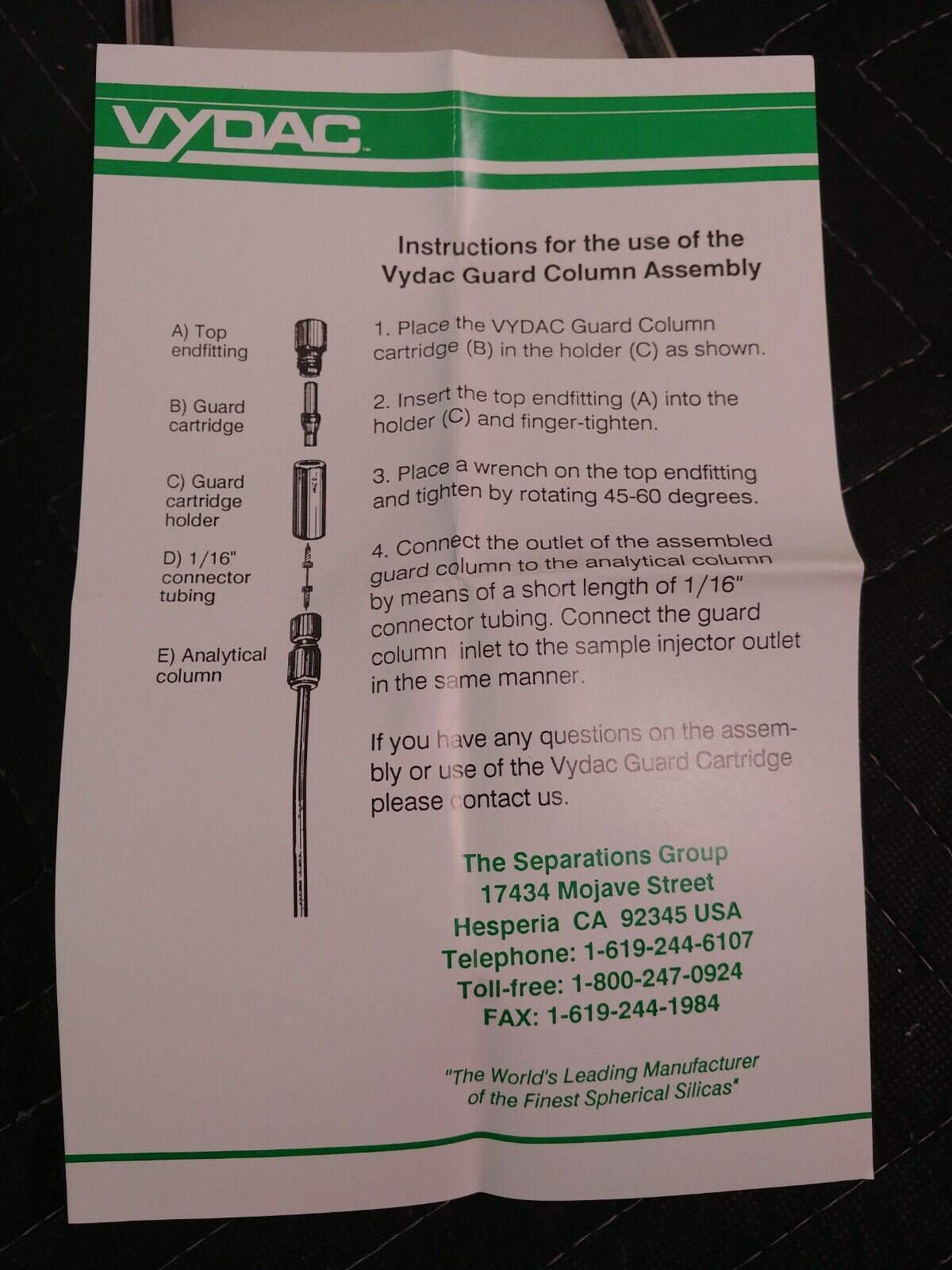 Vydac 218GCC54 High Performance Guard Column - Protein & Peptide C18