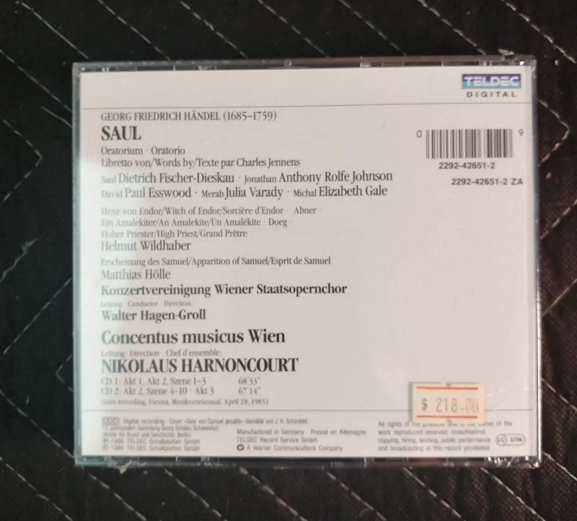 Georg Friedrich Händel: Saul (CD, 2 Discs, Teldec - USA) Handel