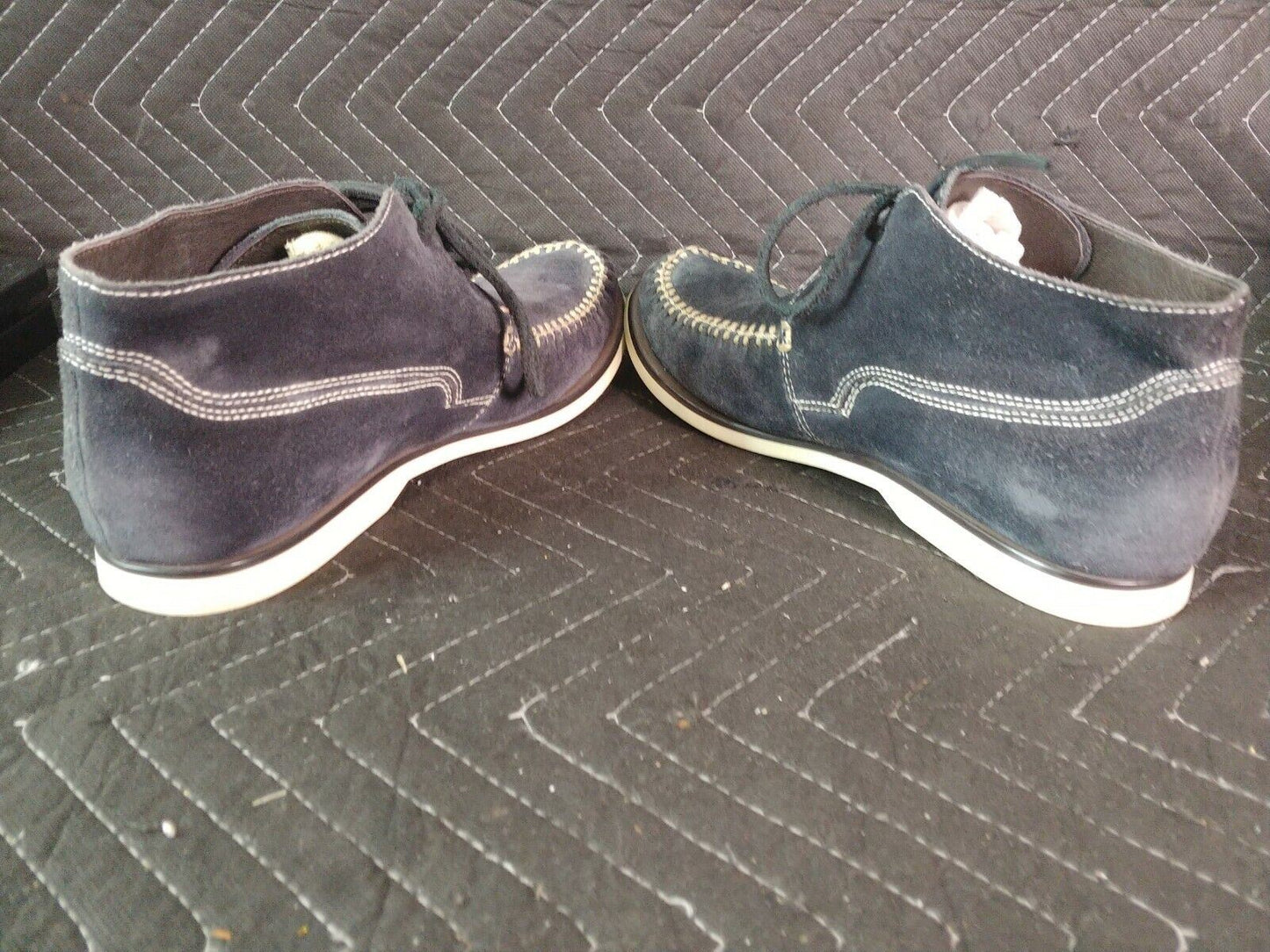 JOHN VARVATOS STAR USA BLUE SUEDE MOC TOE BOAT SOLE DESERT CHUKKA BOOTS SZ 7.5