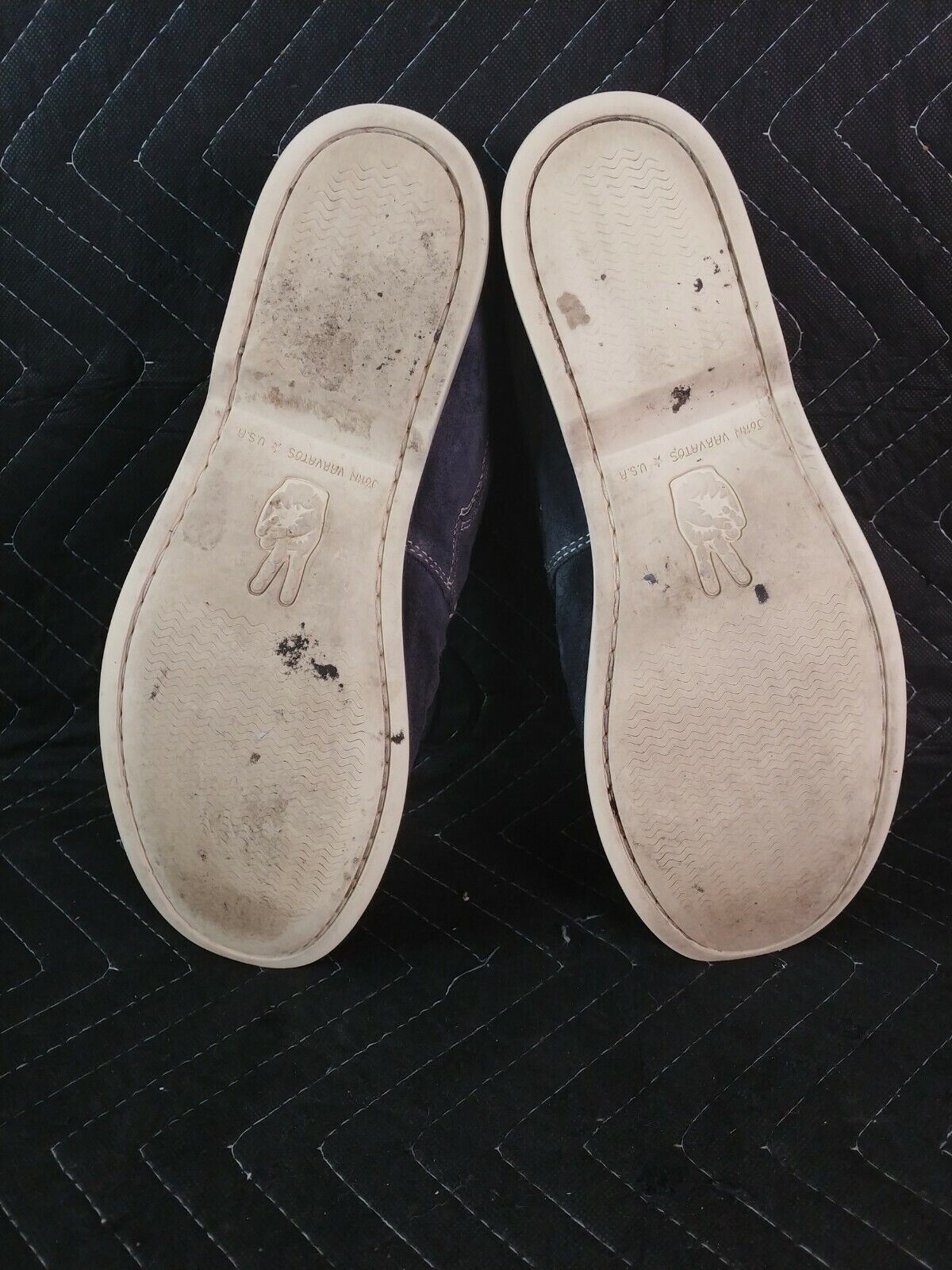 JOHN VARVATOS STAR USA BLUE SUEDE MOC TOE BOAT SOLE DESERT CHUKKA BOOTS SZ 7.5