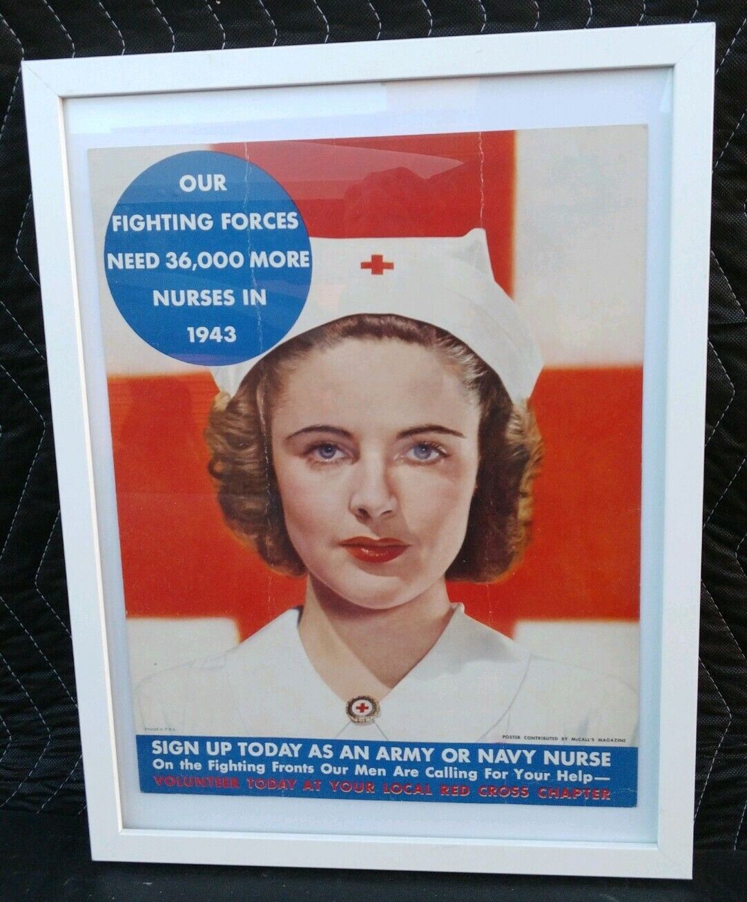 1943 Red Cross WW II Poster Original Vintage Print Ad McCall Magazine - vintage