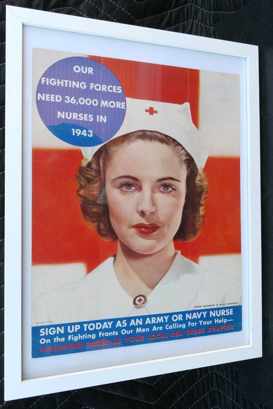 1943 Red Cross WW II Poster Original Vintage Print Ad McCall Magazine - vintage