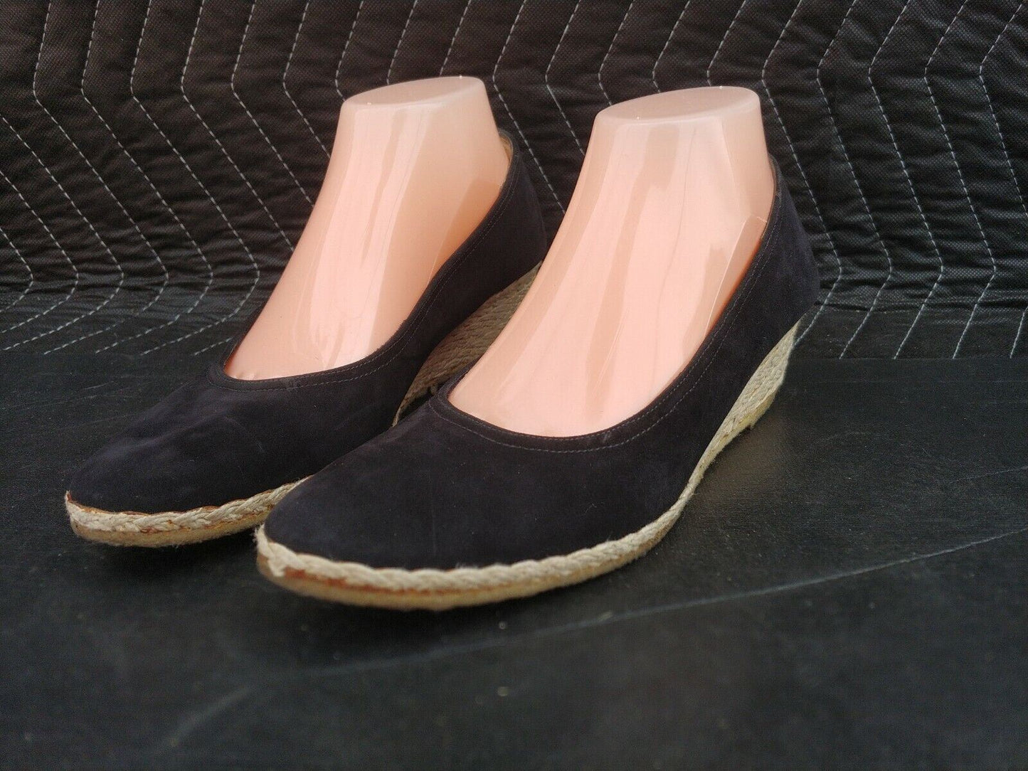 Salvatore Ferragamo WOMENS WEDGE BLACK Suede Shoe Weave - SZ 9 A