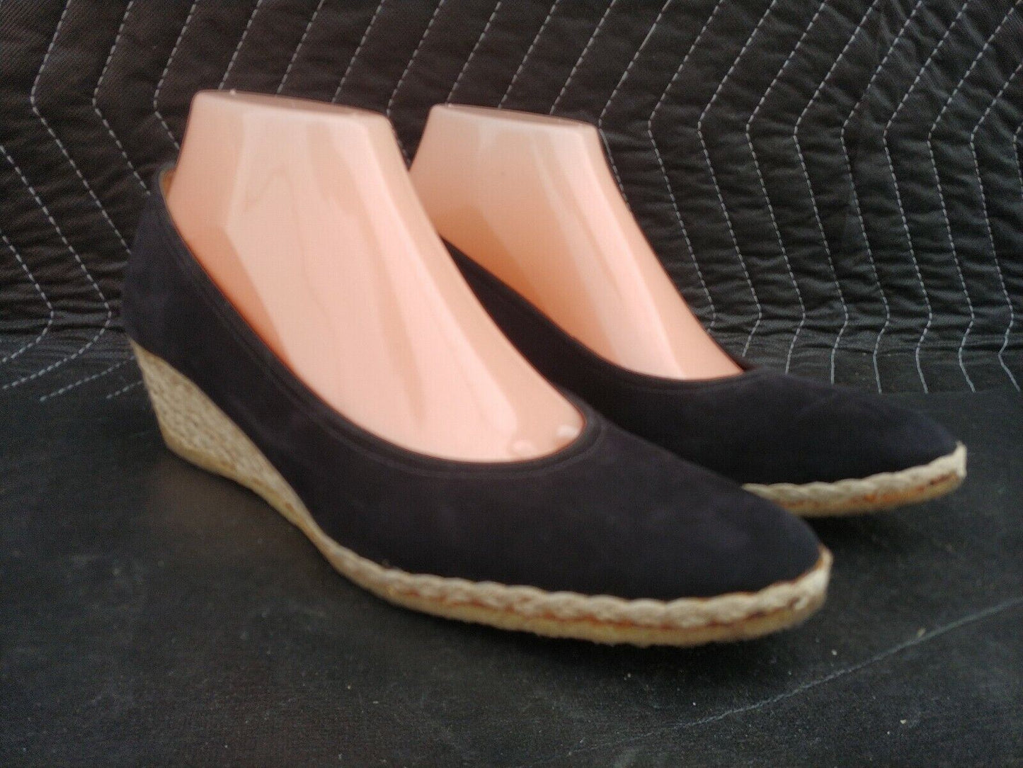 Salvatore Ferragamo WOMENS WEDGE BLACK Suede Shoe Weave - SZ 9 A