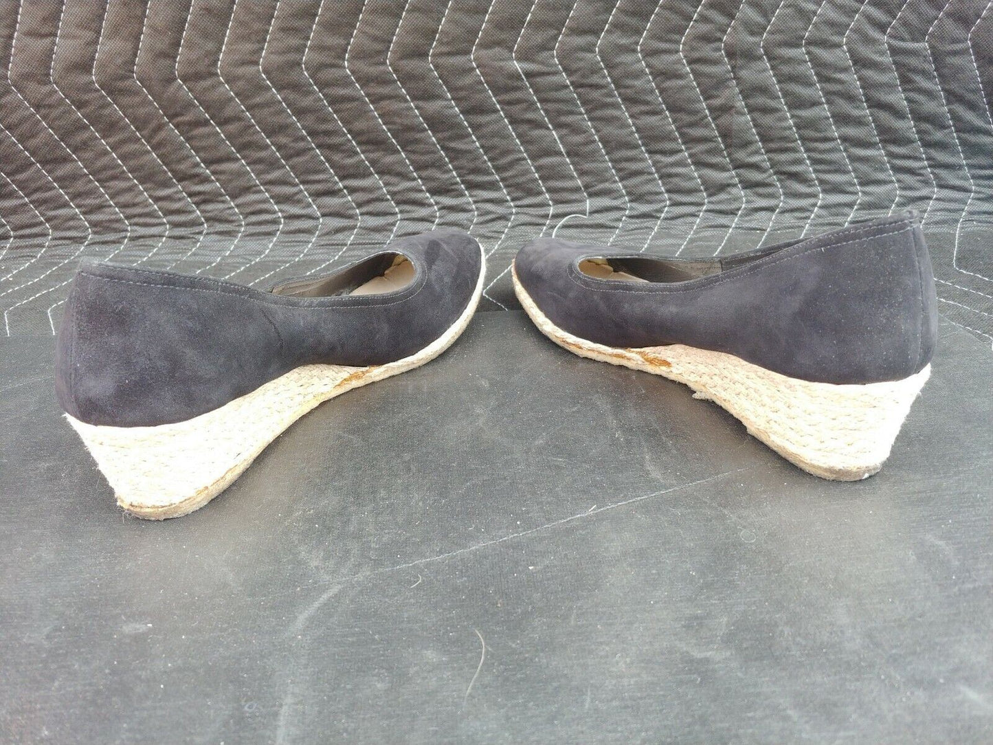 Salvatore Ferragamo WOMENS WEDGE BLACK Suede Shoe Weave - SZ 9 A