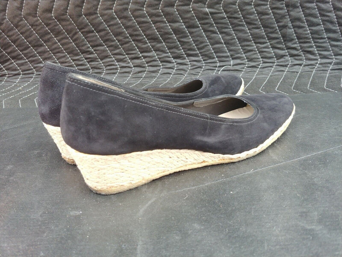 Salvatore Ferragamo WOMENS WEDGE BLACK Suede Shoe Weave - SZ 9 A